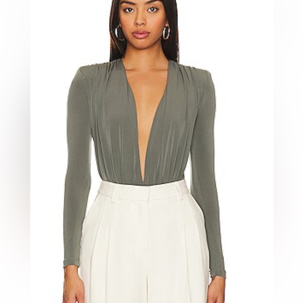 Nookie Deep V Olive Bodysuit Sz medium dasha